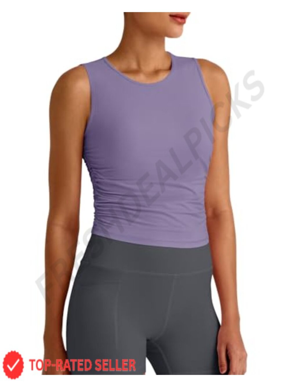 Skimetic Workout Tank Top Side Ruched Sleeveless Crop Gym